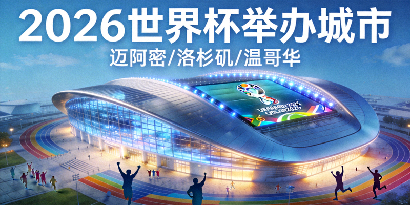 2026年世界杯举办城市宣传图，现代体育场馆外景
